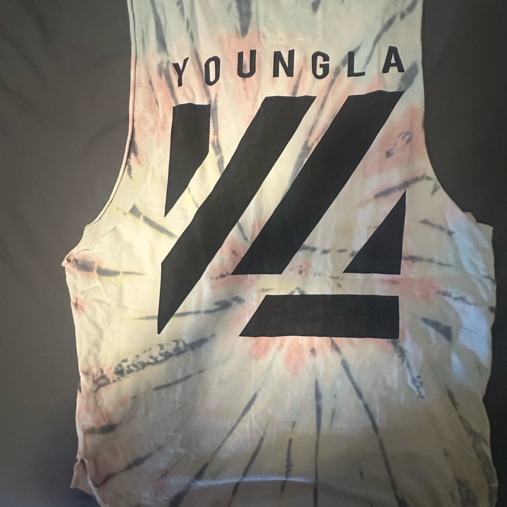 YoungLA Cream and Pink Tank Top with Geometric Design